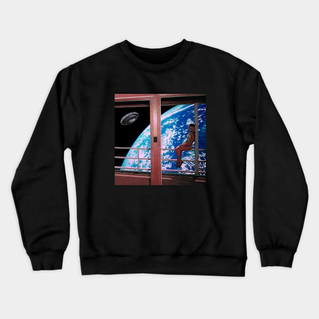 Stations - Space Aesthetic Collage, Retro Futurism Crewneck Sweatshirt by jessgaspar